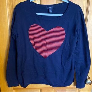 Gap Navy Blue Heart Crewneck Sweater